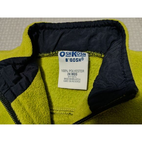 OSHKOSH B'gosh, Green/Blue Fleece Vest with Zipper, 24 Months - Picture 4 of 4
